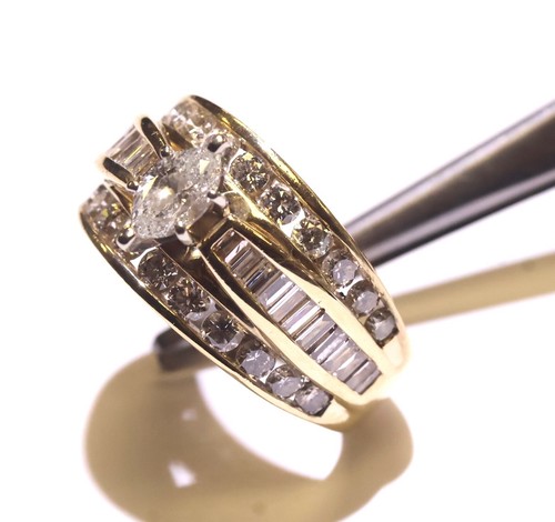Anillo de compromiso oro amarillo 14k 2,64ct diamantes marquesa 10,6g talla 9,75 - Imagen 15 de 19