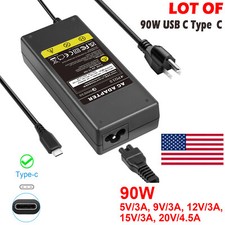 LOT OF 90W USB C Type C Adapter Charger For Lenovo Yoga Macbook Dell XPS Laptop 