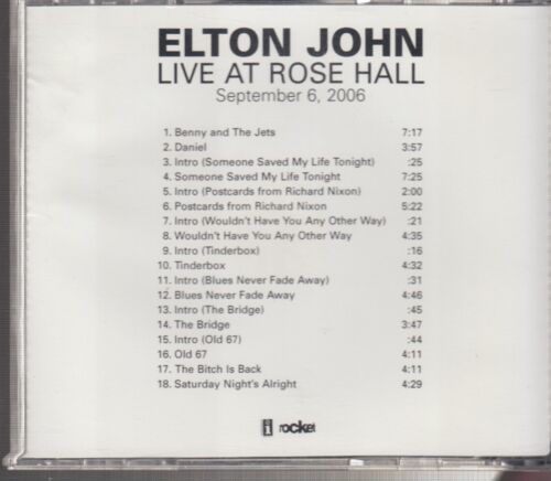 Elton John live at rose hall cd September 6 2006 promo - 第 1/1 張圖片