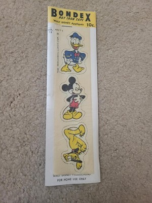 Vintage Bondex 1946 Walt Disney Iron On Patches from 1946-Mickey, Pluto, Donald