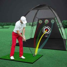 Outdoor Golf Practice Tent Net With Pole Cutting Holes Portable Indoor Cutting