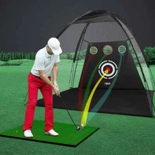 Outdoor Golf Practice Tent Net With Pole Cutting Holes Portable Indoor Cutting