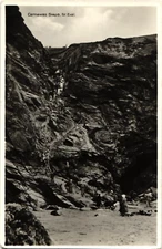 Carnewas Steps St Eval Bedruthan Padstow UK RPPC Real Photo Postcard Vintage