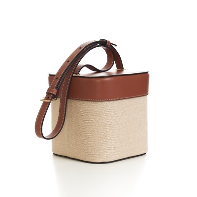 CELINE 1800$ Medium Box Cuir Triomphe In Natural Textile & Tan