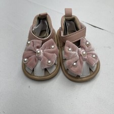 Uineky Pink Faux Leather Bow Sandals Infant Girls Size 3-6 Months 11