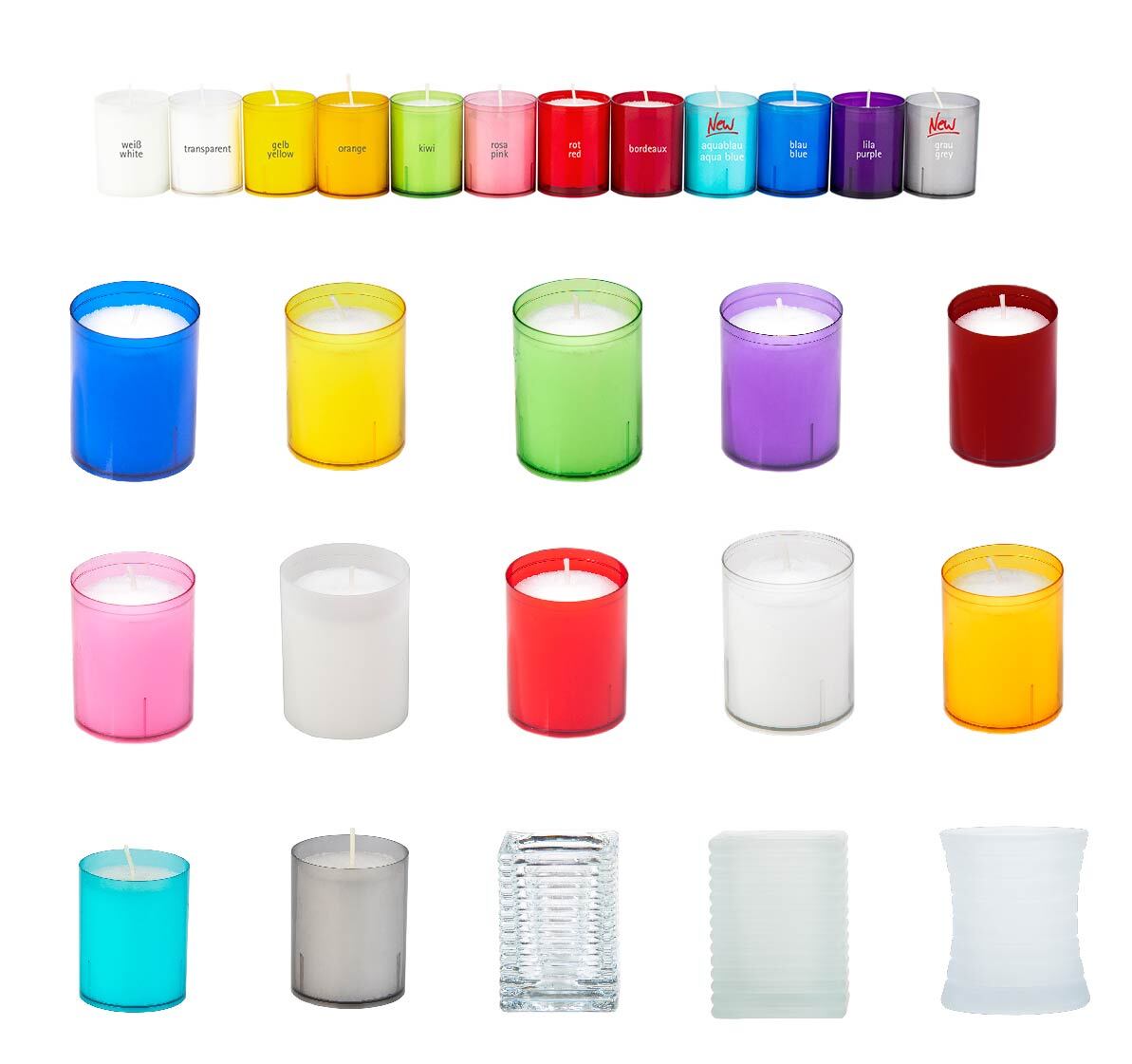 Sovie® Refill Kerzen 24er Packung in 12 versch. Farben - Refill Kerzengläser