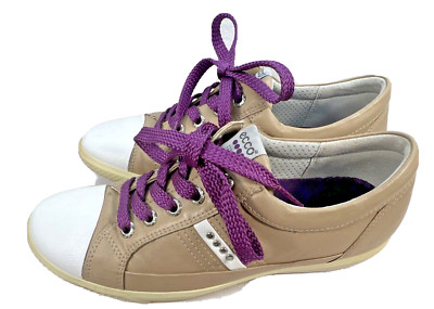 ECCO Beige Soft Leather Lace Up Golf  Shoes Women s Size EU 36 - US 6.5