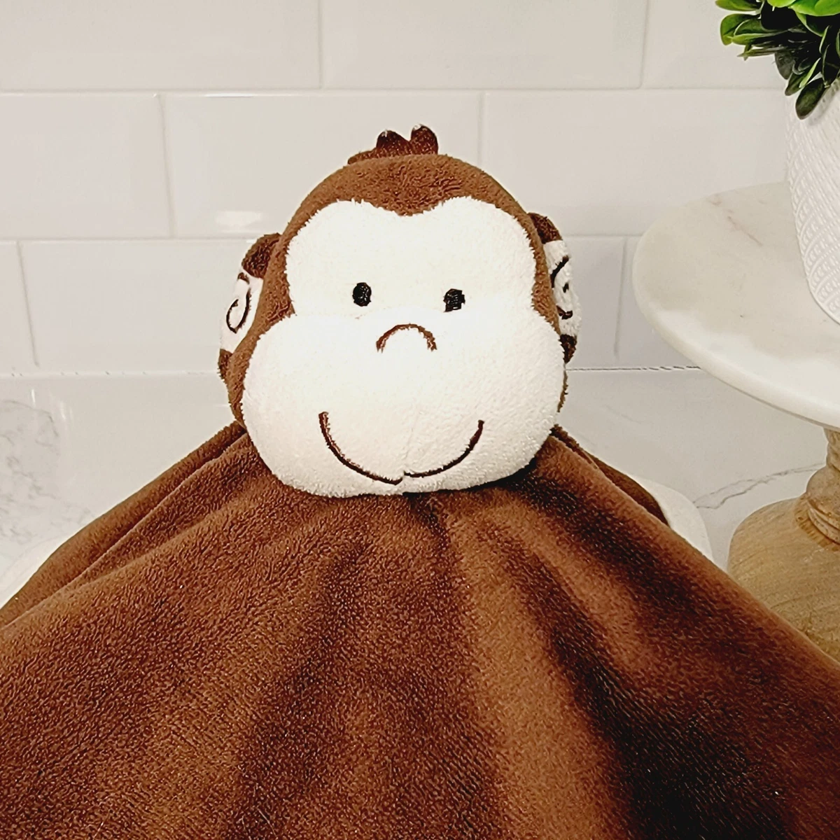 TIDDLIWINKS Plush Monkey Baby Blanket Security Blanket Lovey Brown Tan