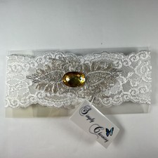 Wedding Garter Bridal Ivory Stretch Lace Applique Simply Charming G434I New