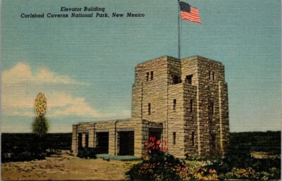 Elevator Building. Carlsbad Caverns National Park, NM. Vintage Linen Postcard
