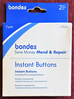 Bondex Simplicity 2pr Sew Free Instant Buttons Emergency Replacement * No Sewing