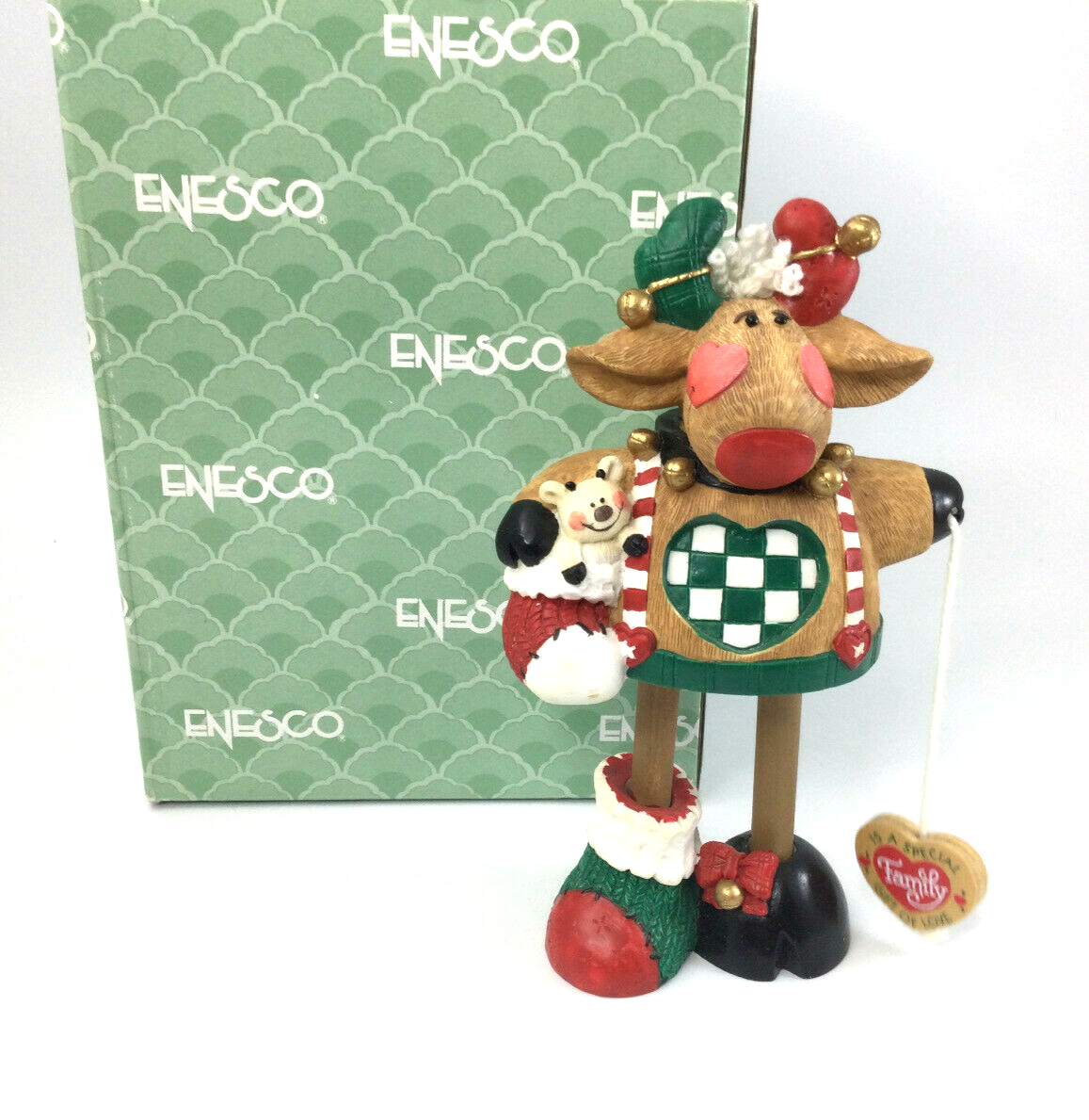 Enesco Vintage Reindeer Figurine A Little Piece of my Heart 1995