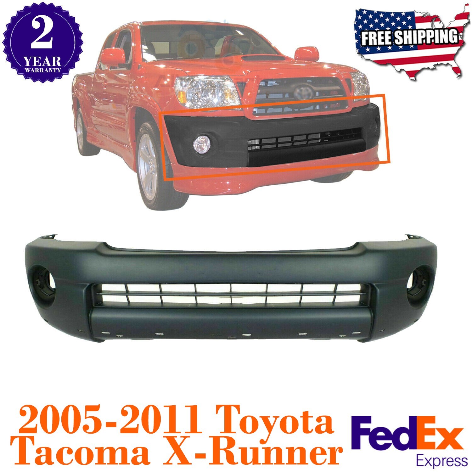 Front Bumper Cover Textured Black For 2005-2011 Toyota Tacoma X-Runner ...