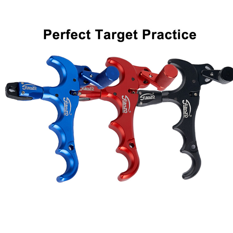 Archery Compound Bow Release 4 Finger Thumb Release 360° Rotate