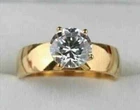 2 Ct Round Cut Lab Created Diamond Solitaire Wedding Ring 14k Yellow Gold Plated