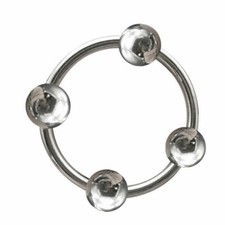 Stainless Steel Beaded Glans Ring with 4 Pressure Ball Cock Penis Ring for Men