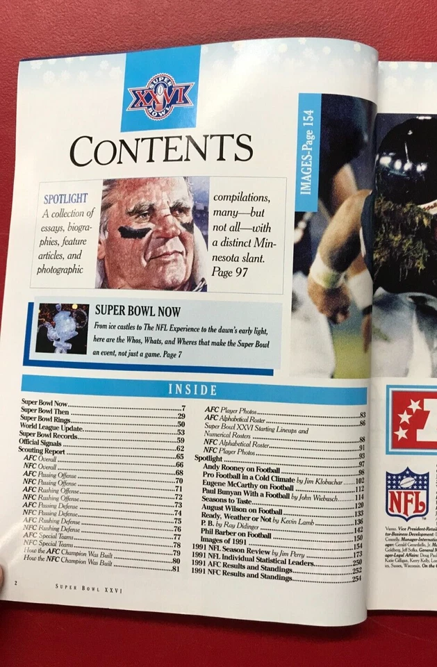 Super Bowl XXVI 1992 Game Program Washington Redskins vs Buffalo Bills - Image 3 of 3