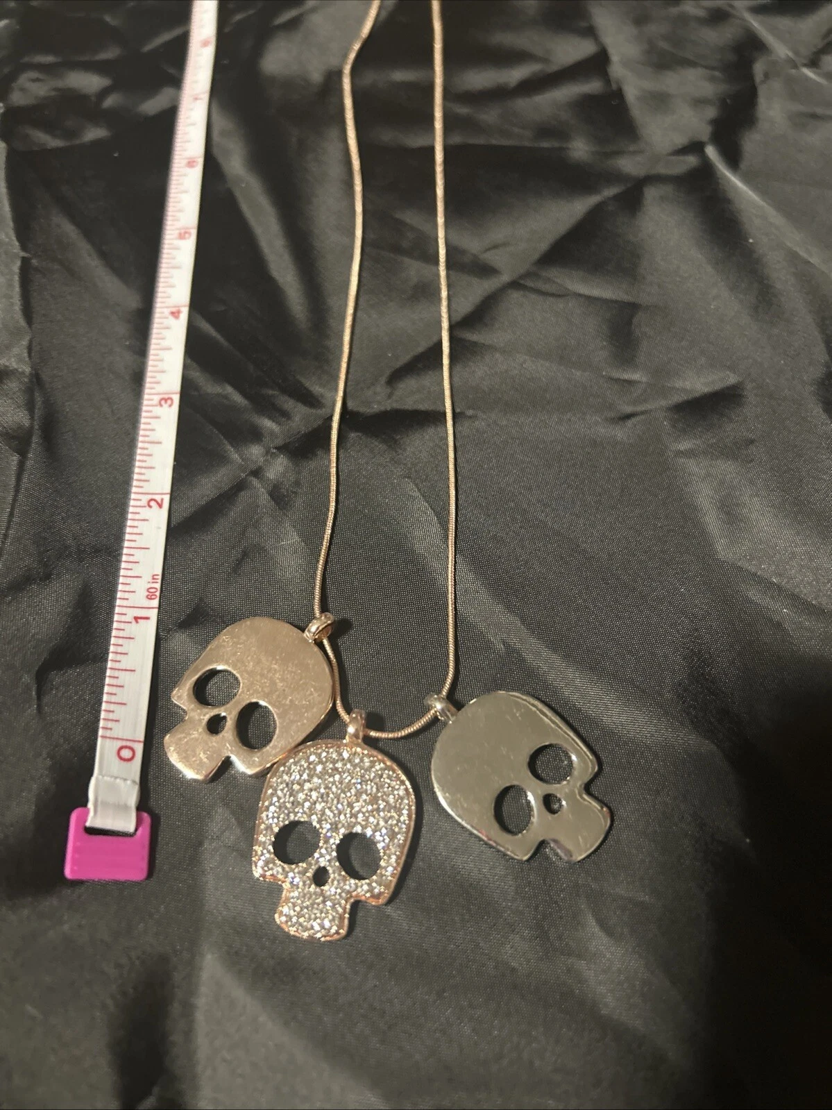 VETEMENTS Collana Teschio Dorato Con Diamanti Catena 26"