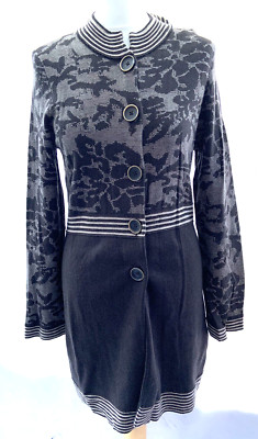 Gerry Weber Brown Wool Patterned Coatigan Cardigan Size 10