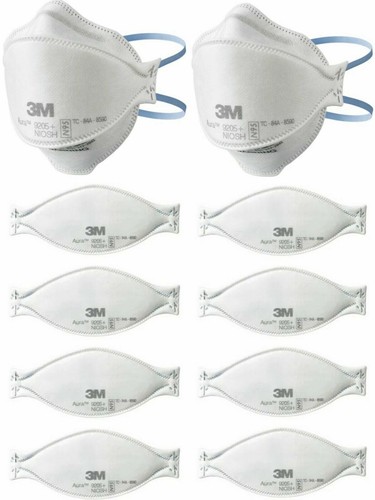 PACK of 5 NEW, UNOPENED 3M AURA 9205+ NIOSH N95 PARTICULATE RESPIRATOR MASKS - Afbeelding 1 van 5