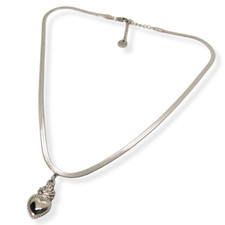 Collana Sacro Cuore da Donna in Acciaio Modello Piatto Snake Ex Voto Idea Regalo