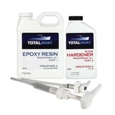 TotalBoat 5:1 Marine Epoxy Resin Kit Quart Slow Hardener & Pumps for Boat Repair