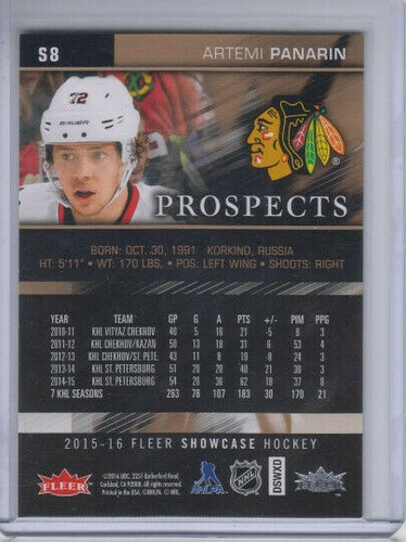 15/16 Fleer Showcase Chicago Blackhawks Artemi Panarin Skybox RC #S8 Ltd #/499 - Picture 2 of 2