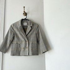 Zara Girl s Double Breasted Rustic Plaid Blazer Size 8