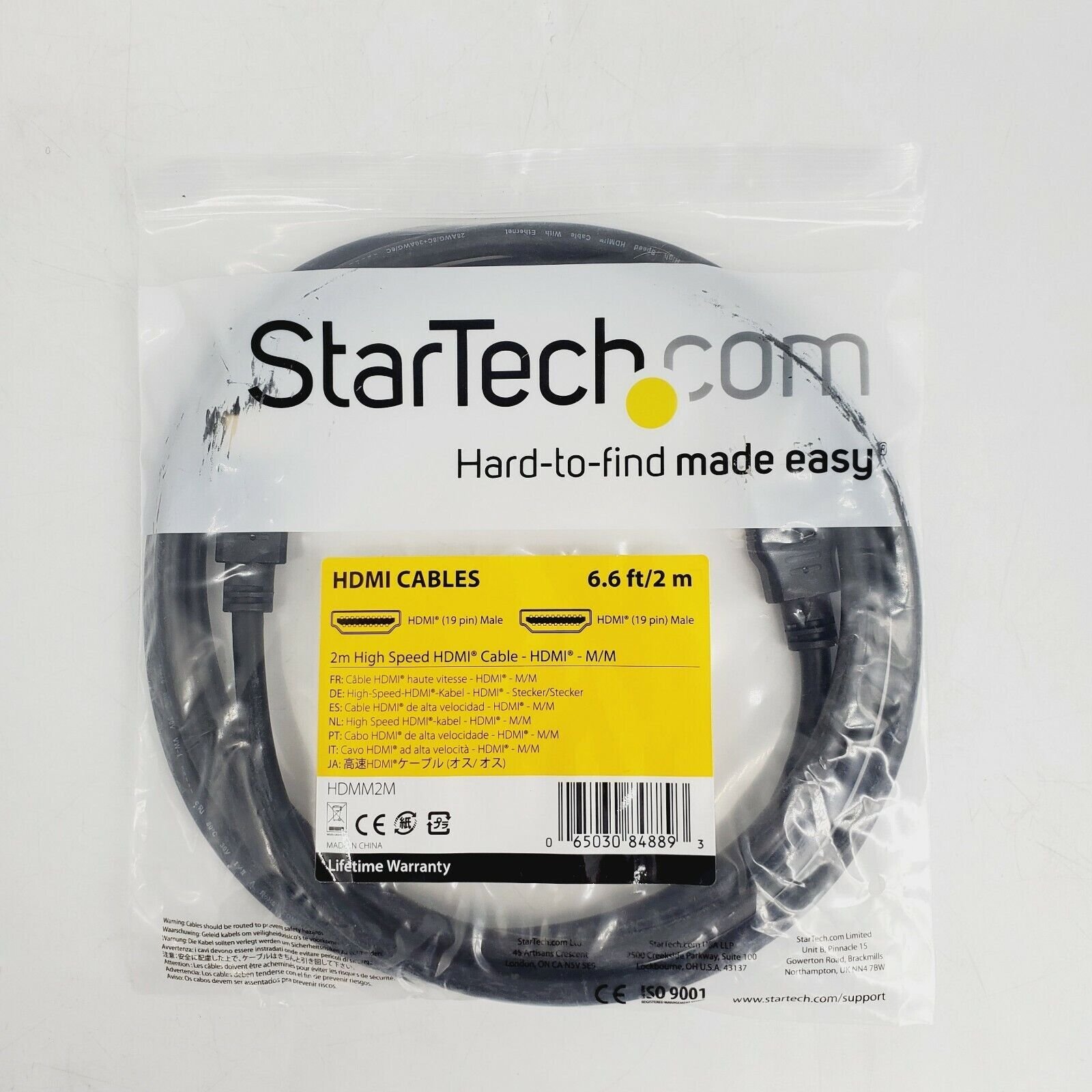 STARTECH HDMI CABLES 6ft High Speed HDMI AND HDMI M/M