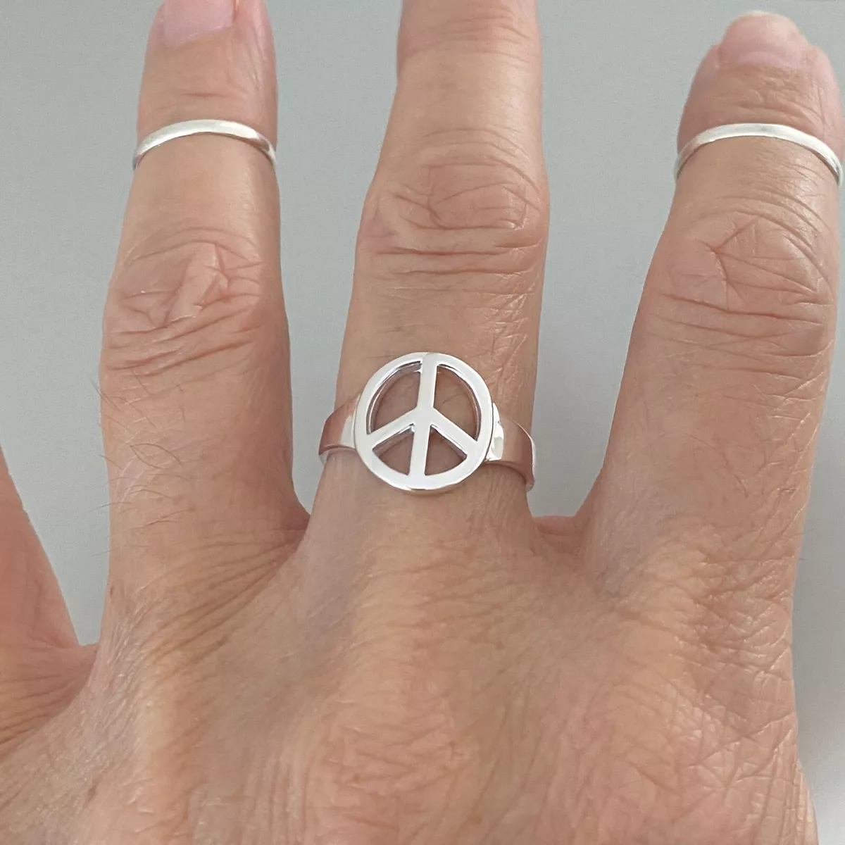 Sterling silver peace ring deals