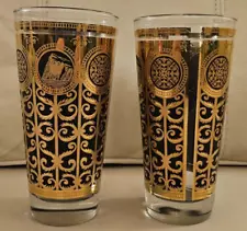 Vintage Libbey 90th Anniversary Prudential Collins Glass Pair 6½" Rock Gibraltar