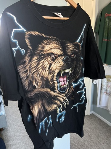 Vintage 90s American Thunder Grizzly Bear Shirt XL USA