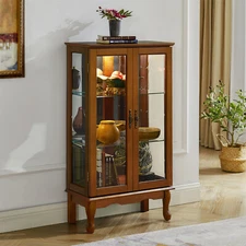 Curio Cabinet Diapaly Cabinet Storage Cabinet with Adjustable Shelves and Doors