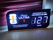 Michelob Ultra World Cup Countdown Clock Messi LED Beer Sign Light Neon 30x15
