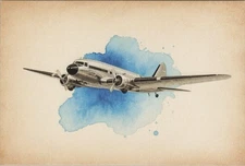 Twin Prop Airplane New 2025 Postcard 4x6 UNP Retro Aviation Art