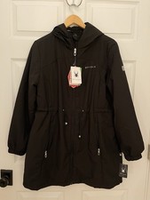 Spyder New Hooded Lined Insulated Black Full Zip Coat Wind Resistant 189 Size L