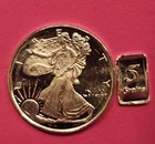 🚚🔥LOT 👀🔥5 Grain Bar & 1/10 Ounce American Eagle Walking Liberty Silver Round