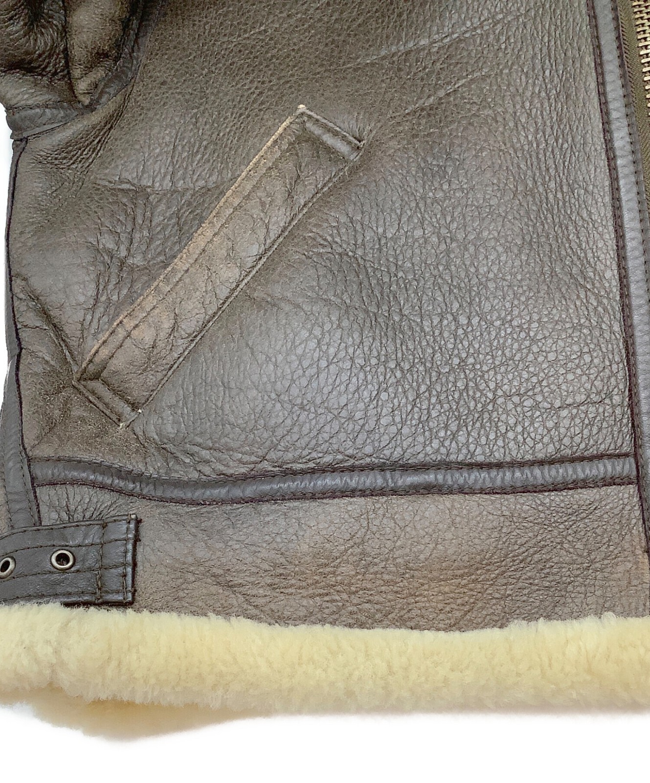 Bellezza Uomo Collection Mouton Leather Sheepskin Jacket Men's Size L Brown product detail photo 10