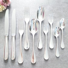 Christofle Perles 10pcs Silverplate Flatware Standard Knife Fork Spoon Very Good