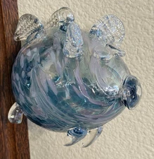 Hand Blown Glass Flying Pig Piglet Made in Poland by Iron Art Glass Designs EUC
