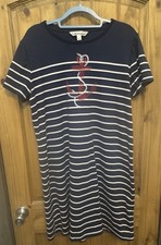 Tantrums XL Nautical Striped Anchor Dress Navy White Red Rhinestone Embellished
