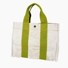Hermès Bora Bora PM Canvas Tote Bag Green White Handbag Made in France