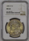 1885 O Morgan Silver Dollar MS 64 NGC Brilliant White