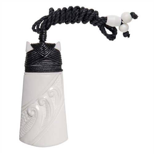 81stgeneration Collana Ciondolo Bianco Scolpito a Mano Koru Maori Lama Toki Osso - Foto 2 di 4