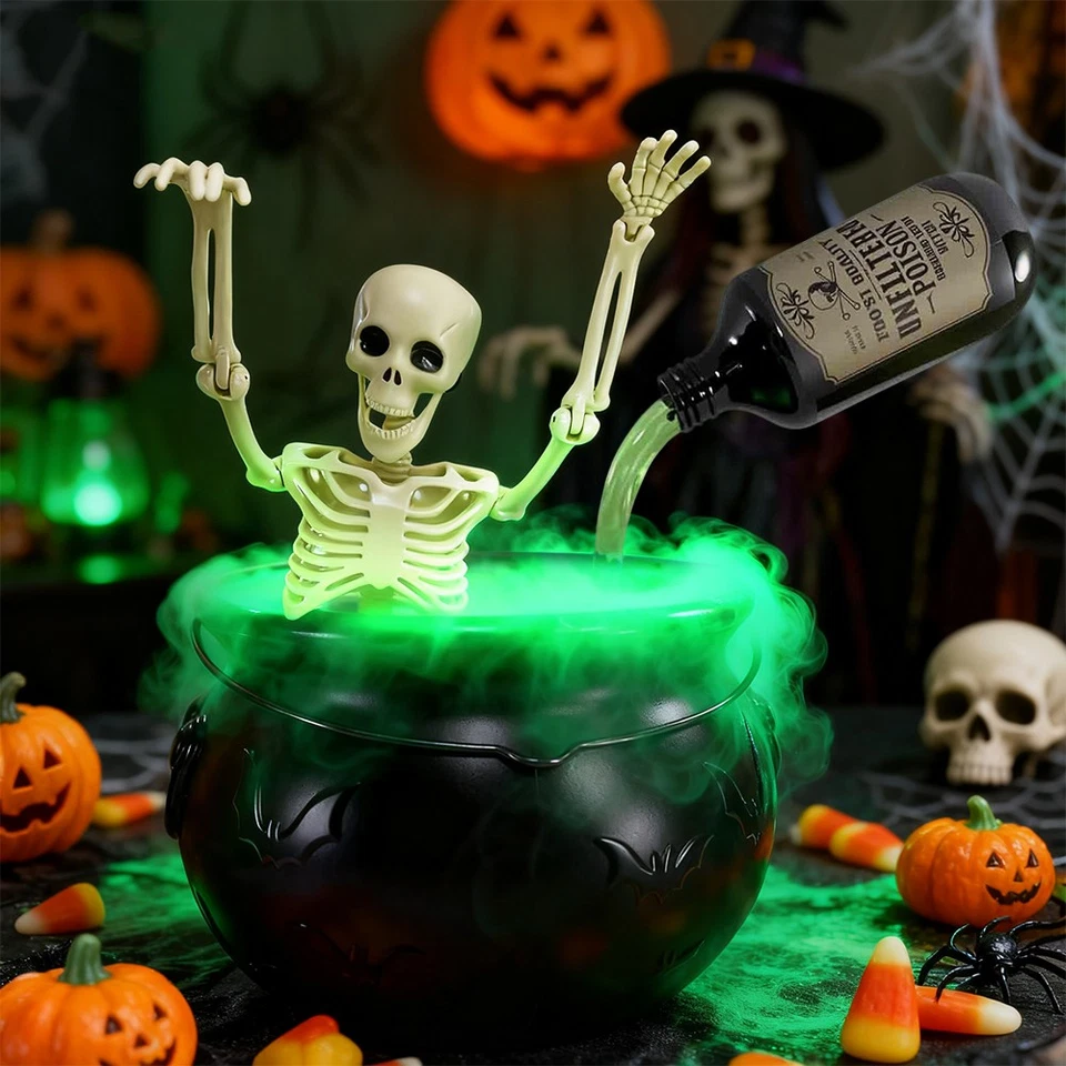 Indoor Cauldron Halloween Decor with Skeleton Magic Potion Water Bottle - Image 4 of 4