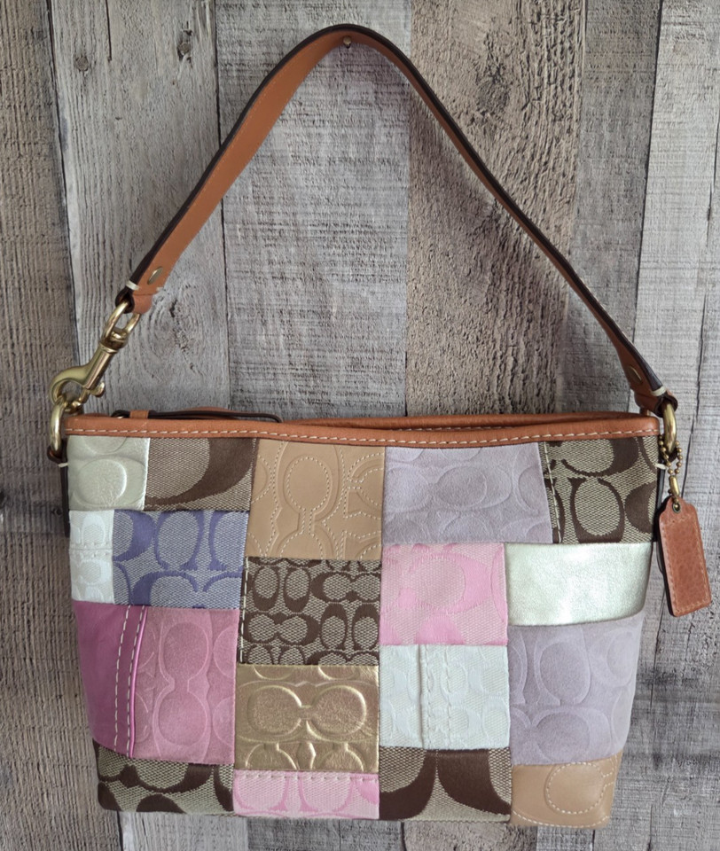 Coach Vintage Y2K Pastel Signature Patchwork Hobo Shoulder Bag F11708