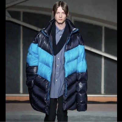 Raf Simons FW 2016 One Size Oversized Color Block Down Puffer Jacket Blue Black