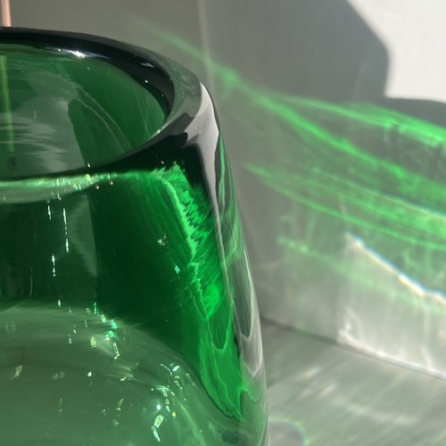 Vintage MCM Murano Sommerso Art Glass Vase Emerald Green & Clear, Mouth-Blown 8” - Picture 22 of 23