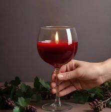 Soy Wax Wine Glass red Candle | Sandalwood Scented Home Decor