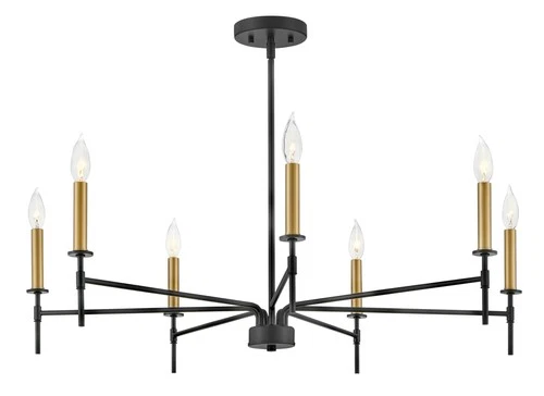 Lark 83077 Hux 7 Light 36"W Taper Candle Style Chandelier - Brass - Picture 8 of 8